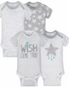 Gerber 4-Pack Stars Neutral Short Sleeve Onesies® Bodysuits